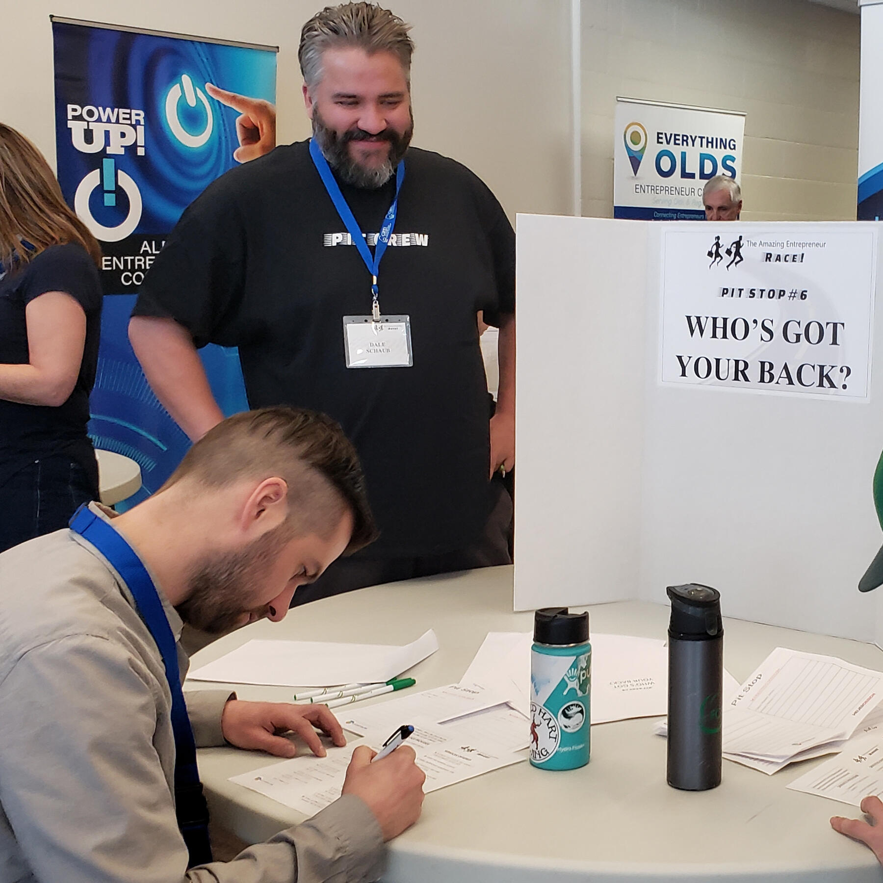 Dale helping out with an event, mentoring students