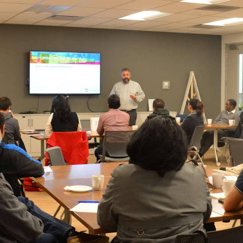 Dale presenting to a group